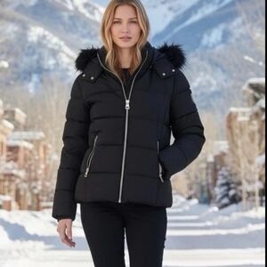 GUESS Winter Jacket with Faux Fur Hood